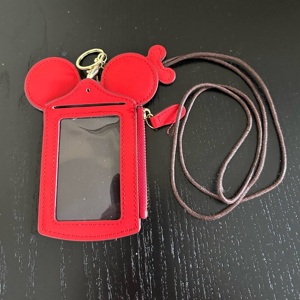 Happy Dream Disney Inspired Mickey Mouse Red Wallet ID Holder Key Chain